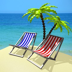 3D holiday, deckchairs concept