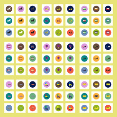 Collection of stylish vector icons in colorful circles Different kinds of transport