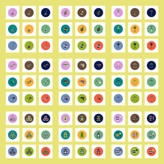 Collection of stylish vector icons in colorful circles baby toys set