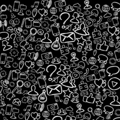 Wall paper of multimedia hand drawn icons