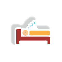 stylish icon in paper sticker style man sleeps