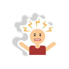 stylish icon in label, tag, sticky man headache