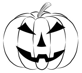 Pumpkin lantern icon in outline style isolated on white background. Halloween symbol vector illustration