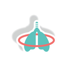 stylish icon in paper sticker style inflammation lungs