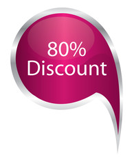 pink 80 percent discount speech bubble 