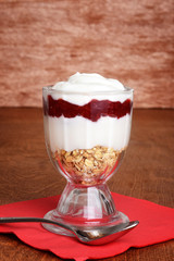 strawberry vanilla parfait with spoon