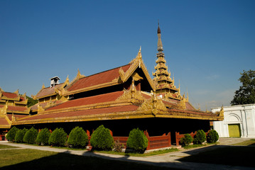 Royal palace in Mandalay, traditional architecture, Myanmar