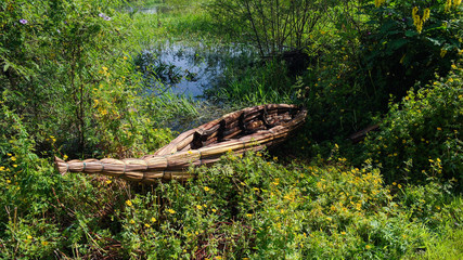 Traditional weed boat at the shore of Tana lake, Bahir Dar, Ethiopia