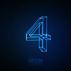 Neon 3D number 4