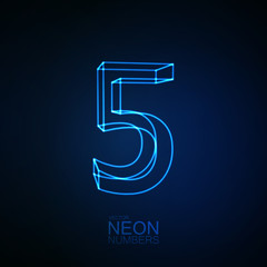 Neon 3D number 5