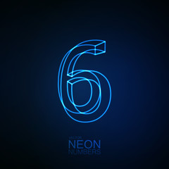Neon 3D number 6