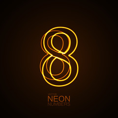 Neon 3D number 8