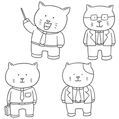 vector set of cat in business suit
