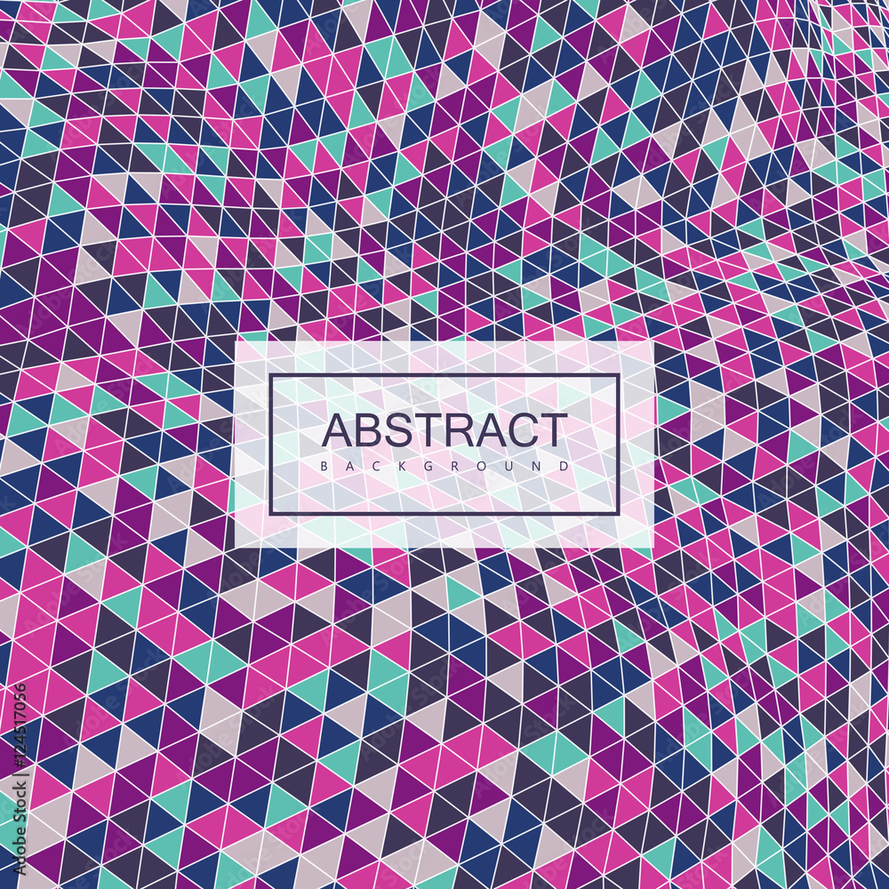 Poster abstract polygonal distorted background with colorful triangulation