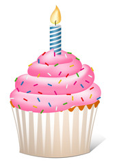 Geburtstag Cupcake mit brennender Kerze