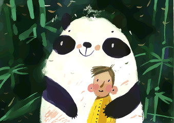 watercolor panda vector illustration