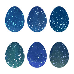 Watercolor Easter eggs set. 