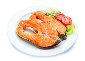 Crispy roasted salmon steak