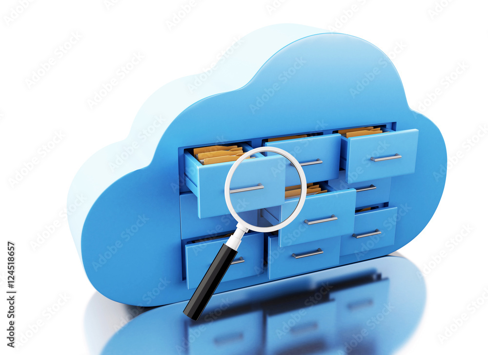 Poster 3d file storage in cloud. cloud computing concept.