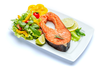 Crispy roasted salmon steak