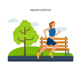 Concept - a healthy lifestyle, athletics, jogging on the street
