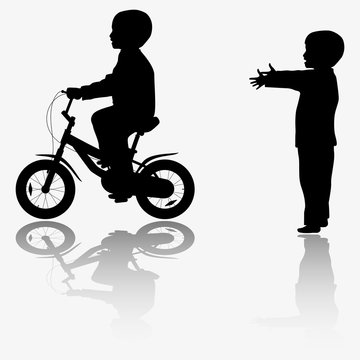 Kid and bicycle silhouette