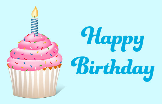 Happy Birthday Text mit Cupcake