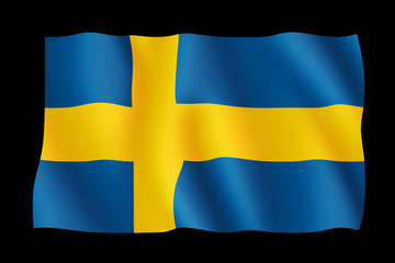 flag of Sweden on black background