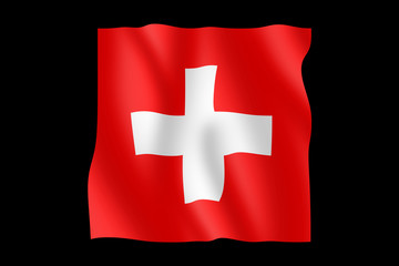 flag of Switzerland on black background