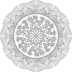 Mandala coloring page for meditation and art therapy