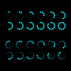 Collection of modern vector loading and buffering bars. Isolated on black background, eps 8.
