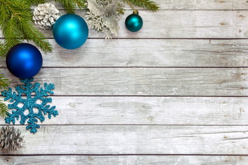 Spruce branches with Christmas decorations.