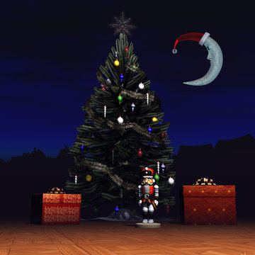 Nutcracker under the Christmas tree