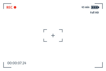 Camera viewfinder. Template focusing screen of the camera. Viewfinder camera recording. Video screen on a black background. vector
