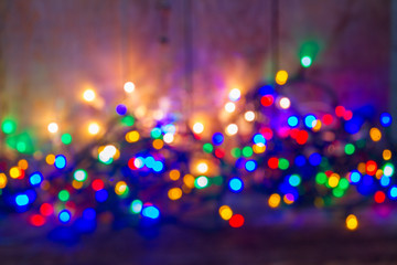 christmas multicolored festive small bright lights bokeh defocused background
