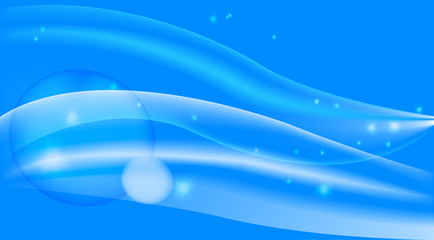 illustration abstract background with waves and bubbles in a blu