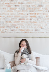 Depressed ill woman resting