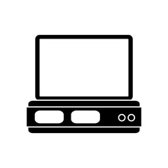 Device with display icon. Data base center and web hosting theme. Isolated design. Vector illustration