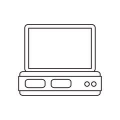 Device with display icon. Data base center and web hosting theme. Isolated design. Vector illustration