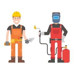 Workers man vector set.