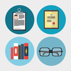 Books document and glasses icon. Work time office and supplies theme. Colorful design. Vector illustration