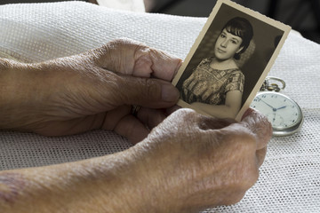 Elderly Woman and picture