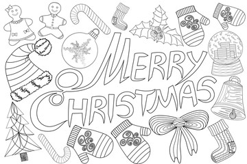 Merry Christmas Lettering Design. Vector illustration EPS10