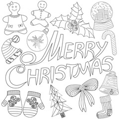 Merry Christmas Lettering Design. Vector illustration EPS10
