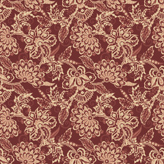 Vector Floral Illustration in asian textile style