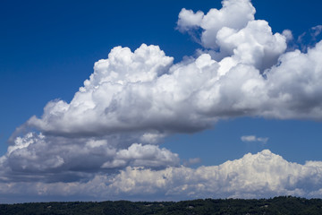 Blue sky with beautiful clouds. Nature background.