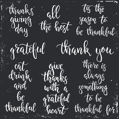 Thanksgiving day vintage gift tags and cards. Handwritten lettering.