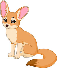 Cute red fox sitting