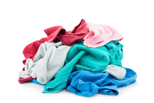 Pile Of Dirty Laundry Isolated On White.