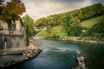 Water floating into the river called Aare in Bern (Switzerland)